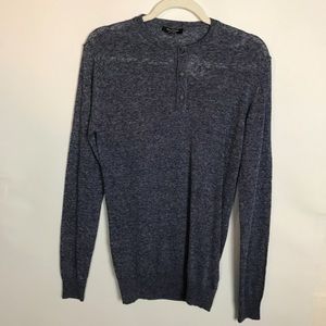 MARCIANO Women’s Navy Three Button Up Long Sleeve Henley Casual Loungewear Top